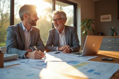 Architecte et propriétaire discutant plans de construction