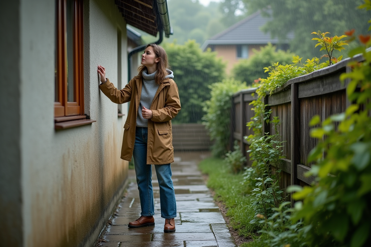 Jeune femme vérifiant une tache d
