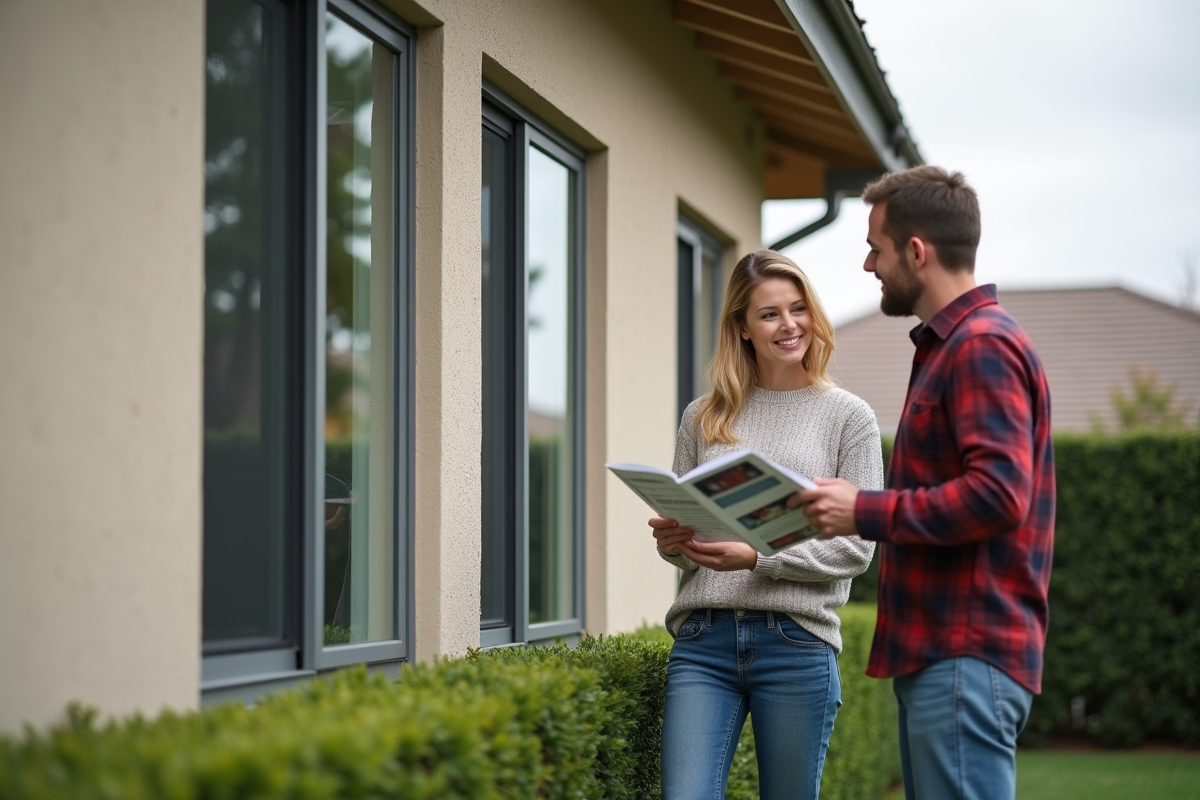 Femme consultante avec professionnel de la fenetre extérieure